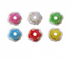 Круг на шею для купания ребенка от 3 до 12 кг, полуцвет, с погремушкой (BabySwimmer, BS01-О-В)